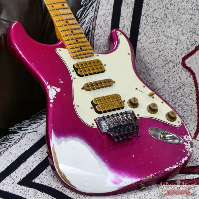 Fender Custom Shop Wild West Pink Lightning Stratocaster Floyd Rose HSH Maple Fingerboard 22 Frets Heavy Relic Lipstick Pink Metallic 8.00 lbs - Image 8