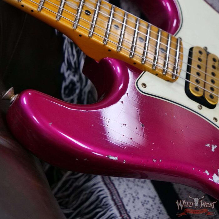 Fender Custom Shop Wild West Pink Lightning Stratocaster Floyd Rose HSH Maple Fingerboard 22 Frets Heavy Relic Lipstick Pink Metallic 8.00 lbs - Image 9