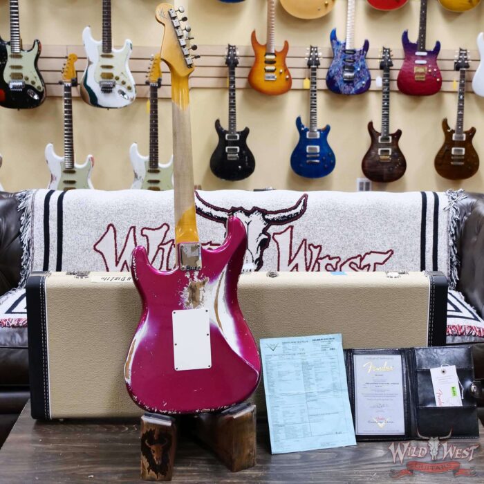 Fender Custom Shop Wild West Pink Lightning Stratocaster Floyd Rose HSH Maple Fingerboard 22 Frets Heavy Relic Lipstick Pink Metallic 8.00 lbs - Image 10