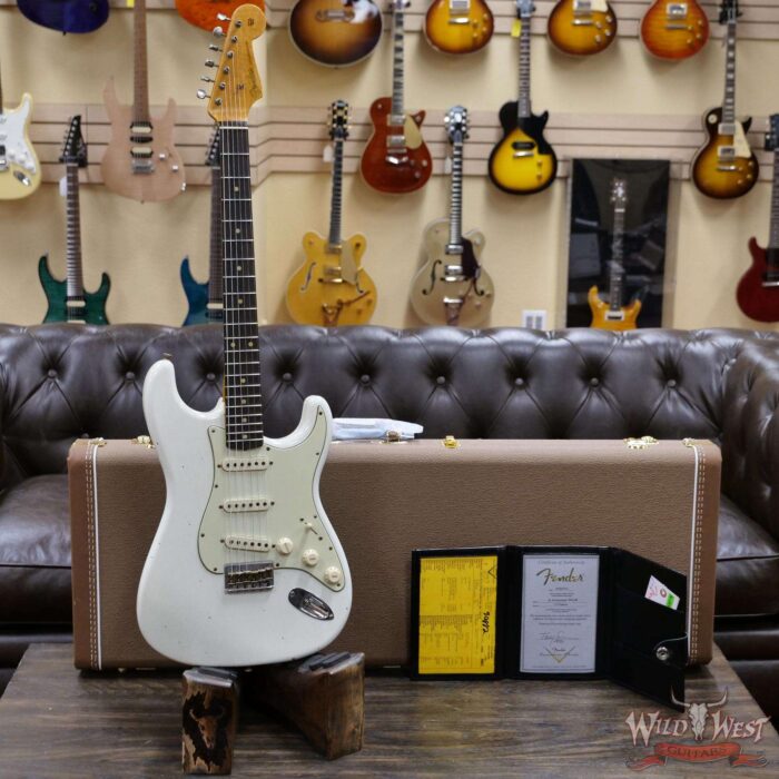 Fender Custom Shop 2021 NAMM Limited Edition 1961 Stratocaster Hardtail Hand-Wound PUs Relic Olympic White - Image 6