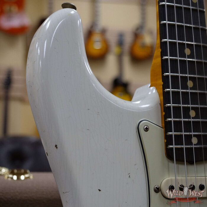 Fender Custom Shop 2021 NAMM Limited Edition 1961 Stratocaster Hardtail Hand-Wound PUs Relic Olympic White - Image 9