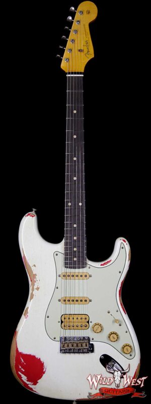 Fender Custom Shop White Lightning 2.0 HSS Stratocaster Heavy Relic Rosewood 22 Frets OWT over Torino Red