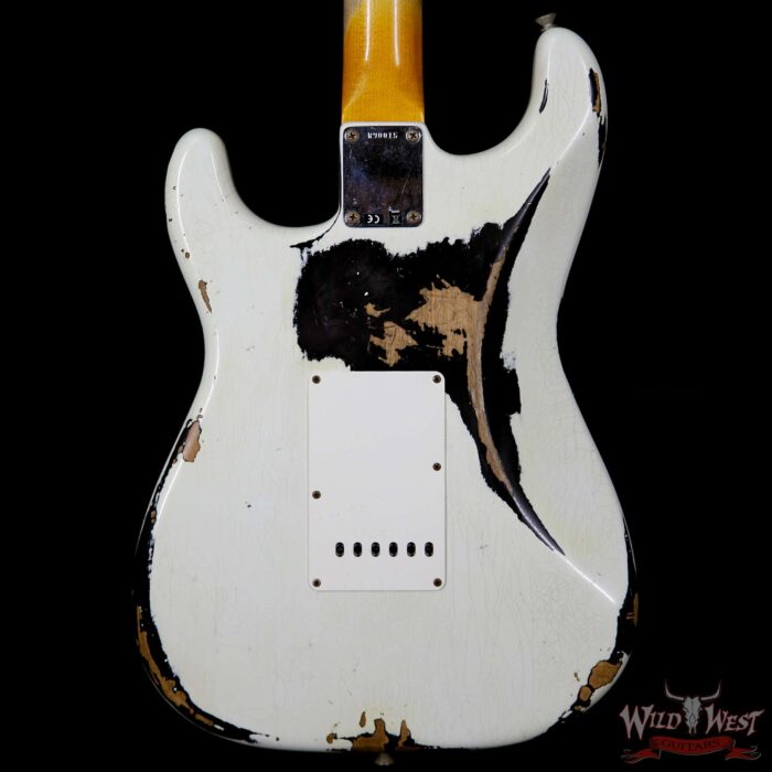 Fender Custom Shop White Lightning 2.0 Stratocaster Heavy Relic HSS 21 Frets OWT over Aged Black - Image 7