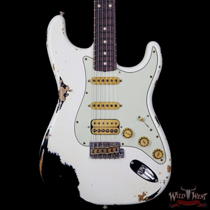 Fender Custom Shop White Lightning 2.0 Stratocaster Heavy Relic HSS 21 Frets OWT over Aged Black - Image 3