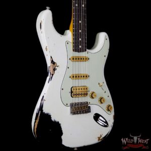 Fender Custom Shop White Lightning 2.0 Stratocaster Heavy Relic HSS 21 Frets OWT over Aged Black - Image 4