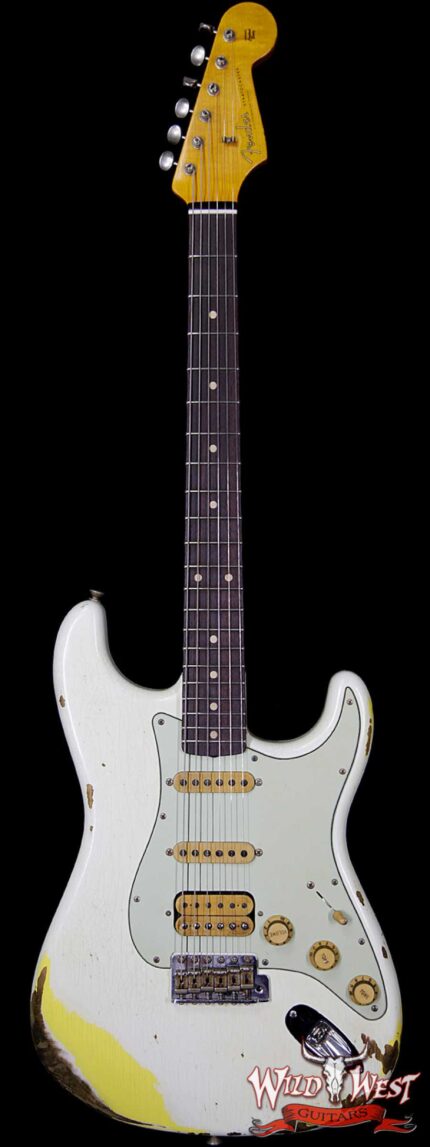 Fender Custom Shop White Lightning 2.0 Stratocaster Rosewood Board 21 Frets OWT over Graffiti Yellow