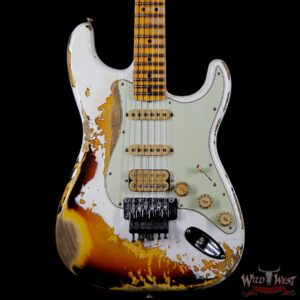 Fender Custom Shop White Lightning Floyd Rose HSS Stratocaster Heavy Relic Maple Neck 21 Frets 3 Tone Sunburst - Image 3