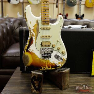 Fender Custom Shop White Lightning Floyd Rose HSS Stratocaster Heavy Relic Maple Neck 21 Frets 3 Tone Sunburst - Image 12