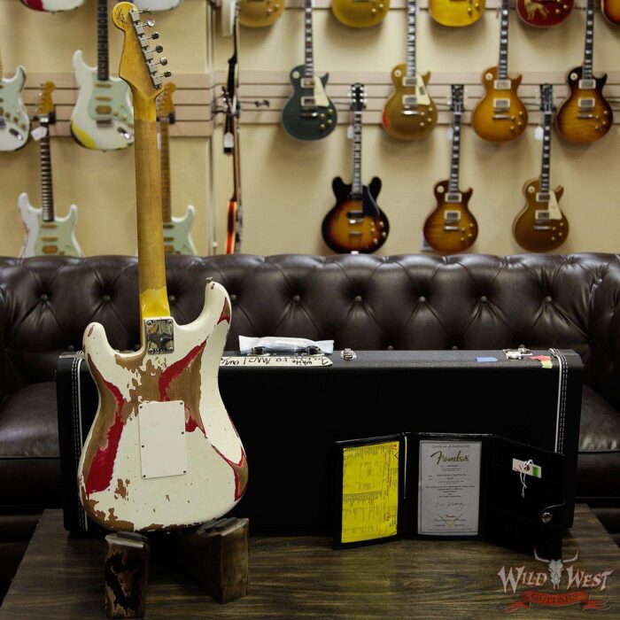 Fender Custom Shop Wild West Exclusive White Lightning Floyd Rose HSS Stratocaster Heavy Relic Maple Neck 21 Frets Torino Red - Image 13
