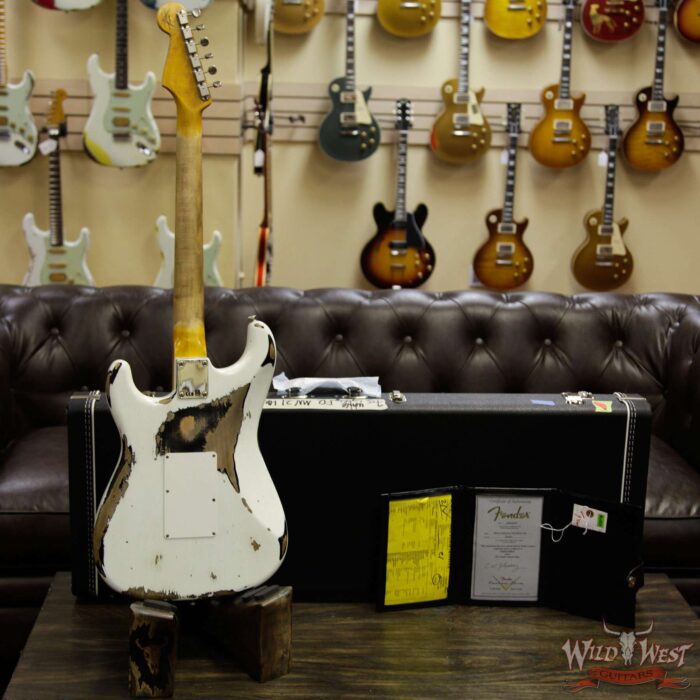 Fender Custom Shop Wild West Exclusive White Lightning Floyd Rose HSS Stratocaster Heavy Relic Maple Neck 21 Frets Black - Image 13