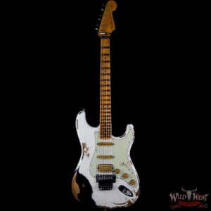 Fender Custom Shop Wild West Exclusive White Lightning Floyd Rose HSS Stratocaster Heavy Relic Maple Neck 21 Frets Black - Image 4