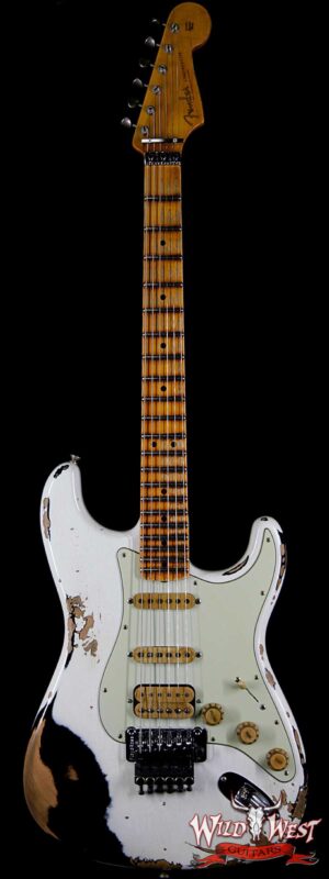 Fender Custom Shop Wild West Exclusive White Lightning Floyd Rose HSS Stratocaster Heavy Relic Maple Neck 21 Frets Black