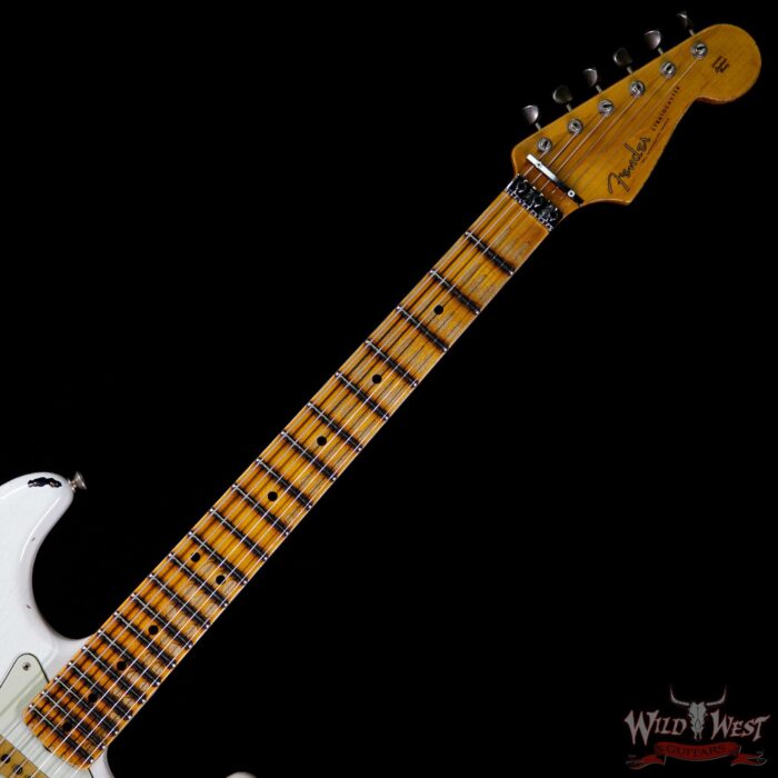 Fender Custom Shop Wild West Exclusive White Lightning Floyd Rose HSS Stratocaster Heavy Relic Maple Neck 21 Frets Black - Image 8