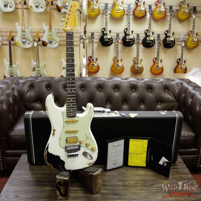 Fender Custom Shop White Lightning FR HSS Stratocaster Heavy Relic Rosewood 21 Frets OWT over Black - Image 12