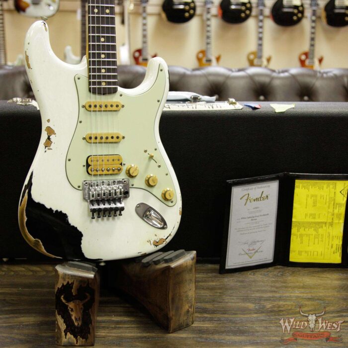 Fender Custom Shop White Lightning FR HSS Stratocaster Heavy Relic Rosewood 21 Frets OWT over Black - Image 13