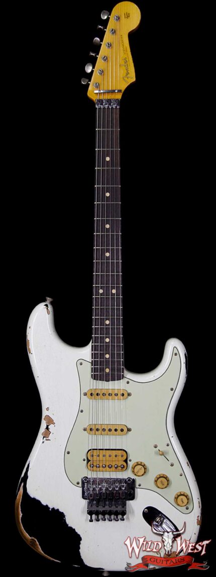 Fender Custom Shop White Lightning FR HSS Stratocaster Heavy Relic Rosewood 21 Frets OWT over Black