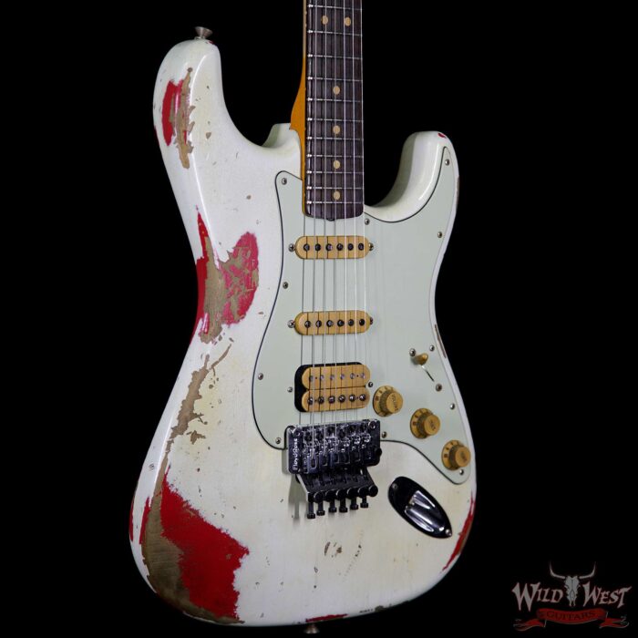 Fender Custom Shop White Lightning Floyd Stratocaster Heavy Relic Rosewood Board 21 Frets Torino Red - Image 4