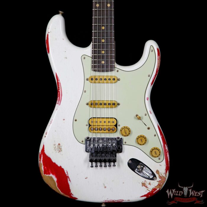 Fender Custom Shop White Lightning HSS Floyd Rose Stratocaster Heavy Relic 22 Frets Torino Red - Image 3