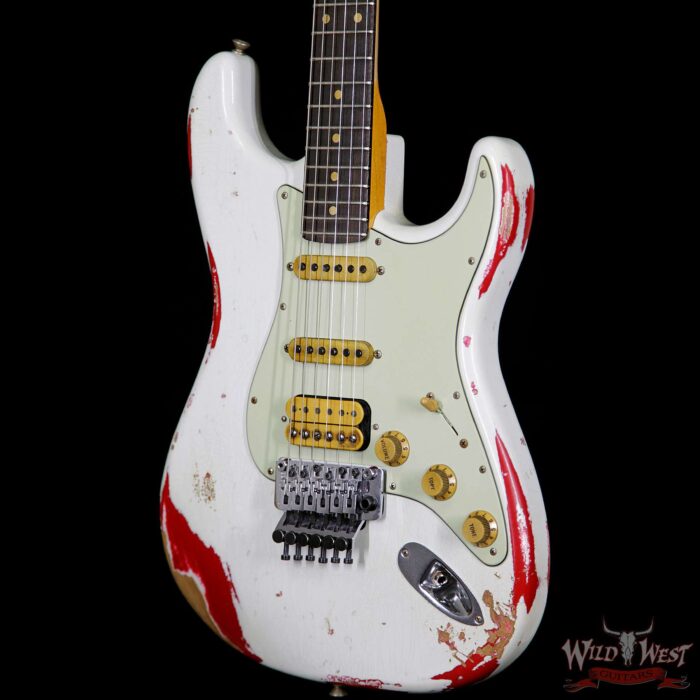 Fender Custom Shop White Lightning HSS Floyd Rose Stratocaster Heavy Relic 22 Frets Torino Red - Image 2