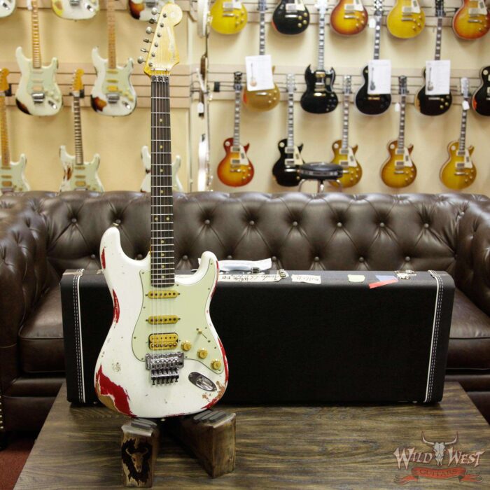 Fender Custom Shop White Lightning HSS Floyd Rose Stratocaster Heavy Relic 22 Frets Torino Red - Image 12