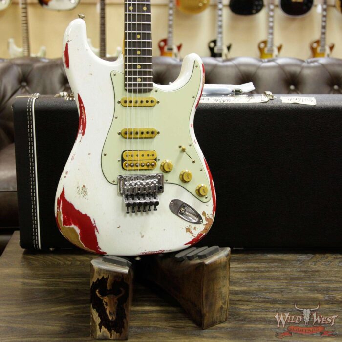 Fender Custom Shop White Lightning HSS Floyd Rose Stratocaster Heavy Relic 22 Frets Torino Red - Image 13