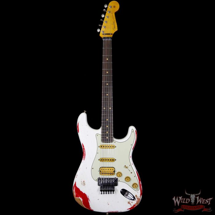 Fender Custom Shop White Lightning HSS Floyd Rose Stratocaster Heavy Relic 22 Frets Torino Red - Image 5
