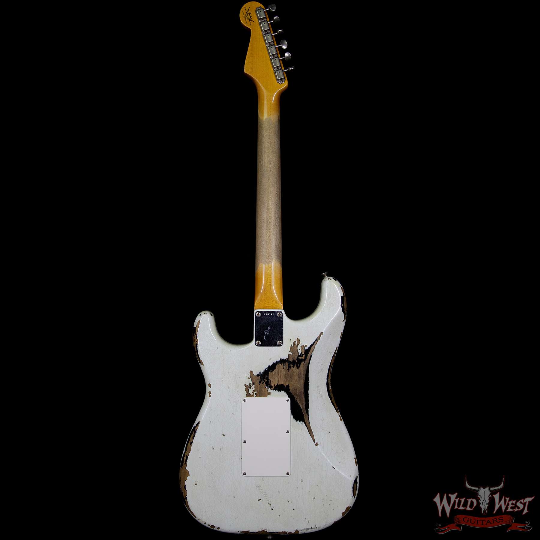 fendercs-whitelightningfr21-mn-strat-owt-blk-r90170-b__wwg.jpg Fender Custom Shop White Lightning Floyd Rose 21 HSS Stratocaster Heavy Relic Olympic White / Black - Image 6