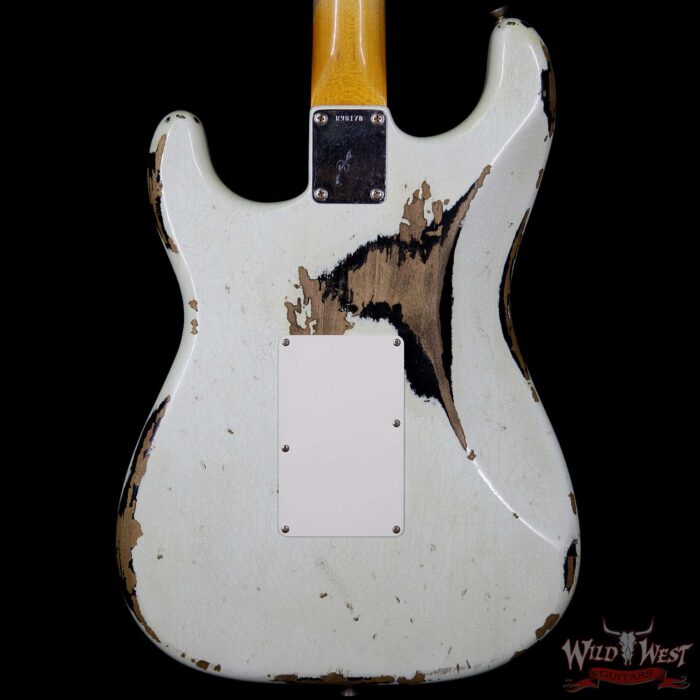 Fender Custom Shop White Lightning Floyd Rose 21 HSS Stratocaster Heavy Relic Olympic White / Black - Image 7