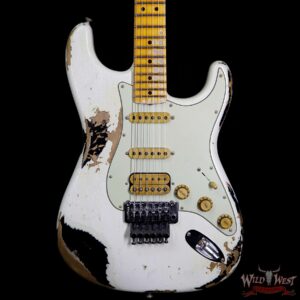 Fender Custom Shop White Lightning Floyd Rose 21 HSS Stratocaster Heavy Relic Olympic White / Black - Image 3