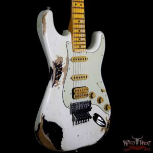 Fender Custom Shop White Lightning Floyd Rose 21 HSS Stratocaster Heavy Relic Olympic White / Black - Image 4