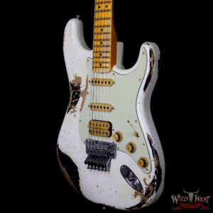 Fender Custom Shop White Lightning Floyd Rose 21 HSS Stratocaster Heavy Relic Olympic White / Black - Image 2