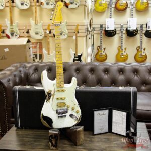 Fender Custom Shop White Lightning Floyd Rose 21 HSS Stratocaster Heavy Relic Olympic White / Black - Image 12