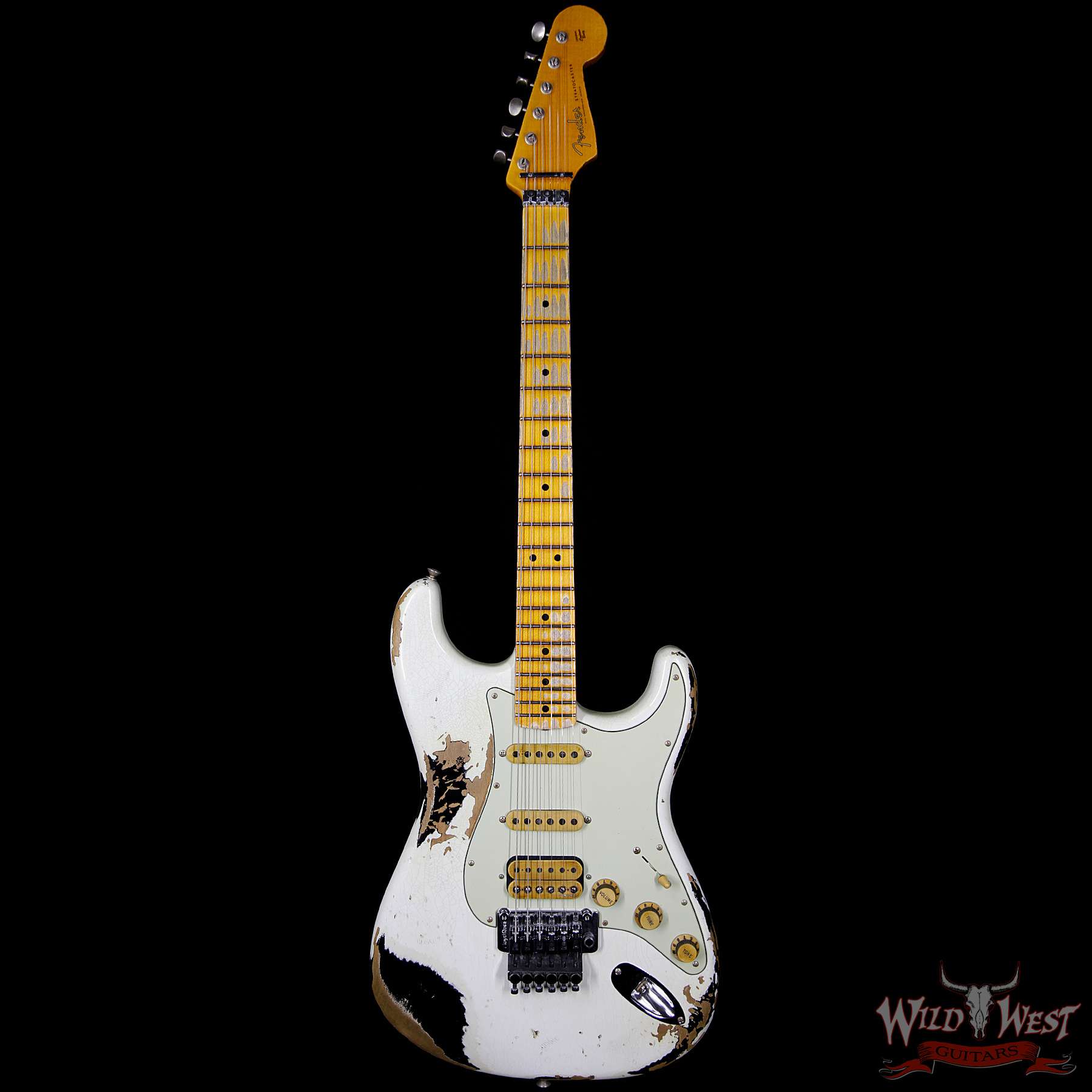 fendercs-whitelightningfr21-mn-strat-owt-blk-r90170-f__wwg.jpg Fender Custom Shop White Lightning Floyd Rose 21 HSS Stratocaster Heavy Relic Olympic White / Black - Image 5