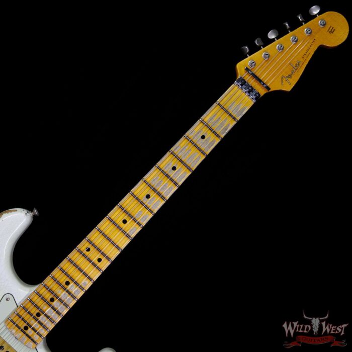 Fender Custom Shop White Lightning Floyd Rose 21 HSS Stratocaster Heavy Relic Olympic White / Black - Image 9