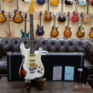 Fender Custom Shop Wild West White Lightning Stratocaster HSS Floyd Rose Rosewood Board 22 Frets Heavy Relic 3 Tone Sunburst - Image 6