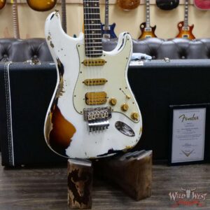 Fender Custom Shop Wild West White Lightning Stratocaster HSS Floyd Rose Rosewood Board 22 Frets Heavy Relic 3 Tone Sunburst - Image 8