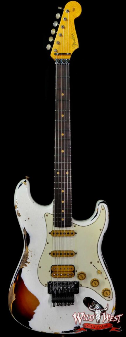 Fender Custom Shop Wild West White Lightning Stratocaster HSS Floyd Rose Rosewood Board 22 Frets Heavy Relic 3 Tone Sunburst