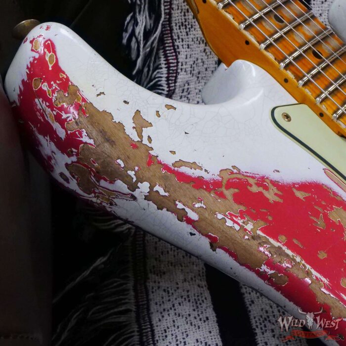 Fender Custom Shop Wild West White Lightning Stratocaster HSH Floyd Rose Maple Board 22 Frets Heavy Relic Fiesta Red 7.60 Pounds - Image 9