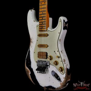 Fender Custom Shop Wild West White Lightning Stratocaster Floyd Rose Heavy Relic Maple Board 22 Frets Black - Image 2