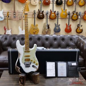Fender Custom Shop Wild West White Lightning Stratocaster Floyd Rose Heavy Relic Maple Board 22 Frets Black - Image 6