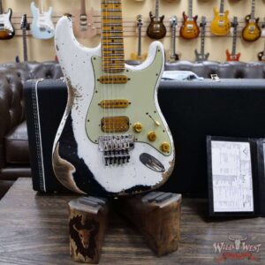 Fender Custom Shop Wild West White Lightning Stratocaster Floyd Rose Heavy Relic Maple Board 22 Frets Black - Image 8