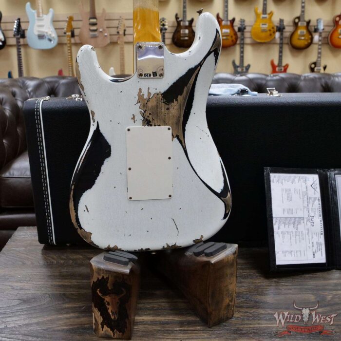 Fender Custom Shop Wild West White Lightning Stratocaster Floyd Rose Heavy Relic Maple Board 22 Frets Black - Image 11