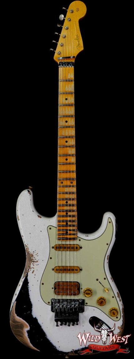 Fender Custom Shop Wild West White Lightning Stratocaster Floyd Rose Heavy Relic Maple Board 22 Frets Black