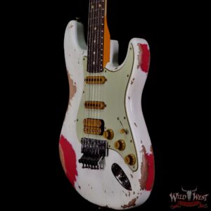 Fender Custom Shop Wild West White Lightning Stratocaster HSS Floyd Rose Rosewood Board 22 Frets Heavy Relic Fiesta Red - Image 2