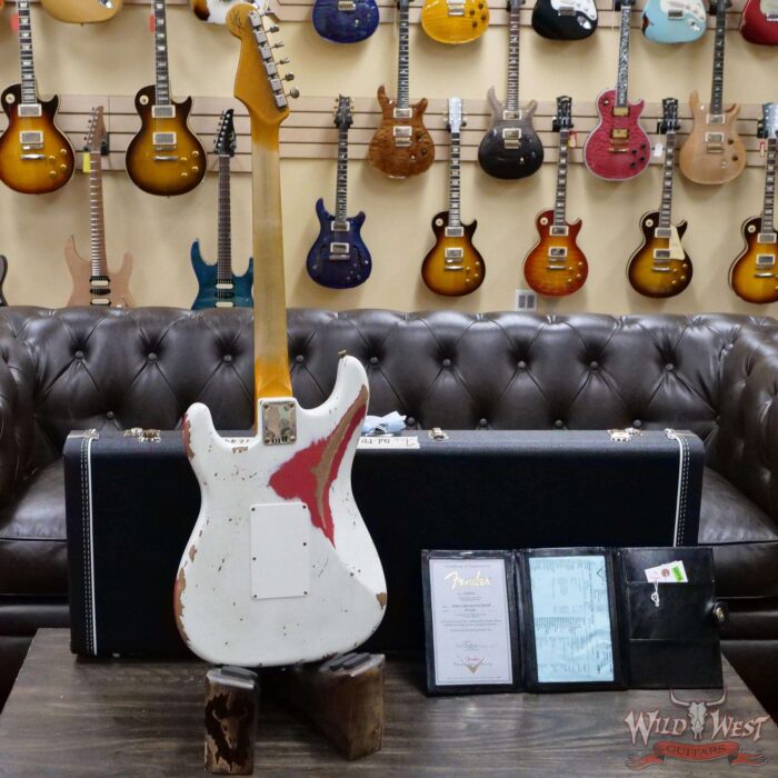 Fender Custom Shop Wild West White Lightning Stratocaster HSS Floyd Rose Rosewood Board 22 Frets Heavy Relic Fiesta Red - Image 9