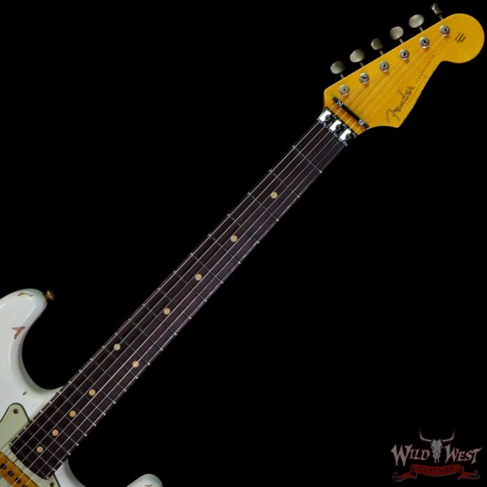 Fender Custom Shop Wild West White Lightning Stratocaster HSS Floyd Rose Rosewood Board 22 Frets Heavy Relic Lake Placid Blue - Image 4