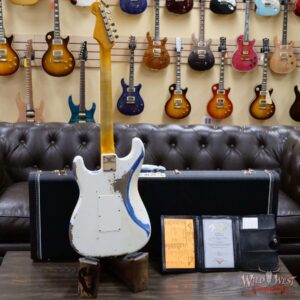 Fender Custom Shop Wild West White Lightning Stratocaster HSS Floyd Rose Rosewood Board 22 Frets Heavy Relic Lake Placid Blue - Image 9