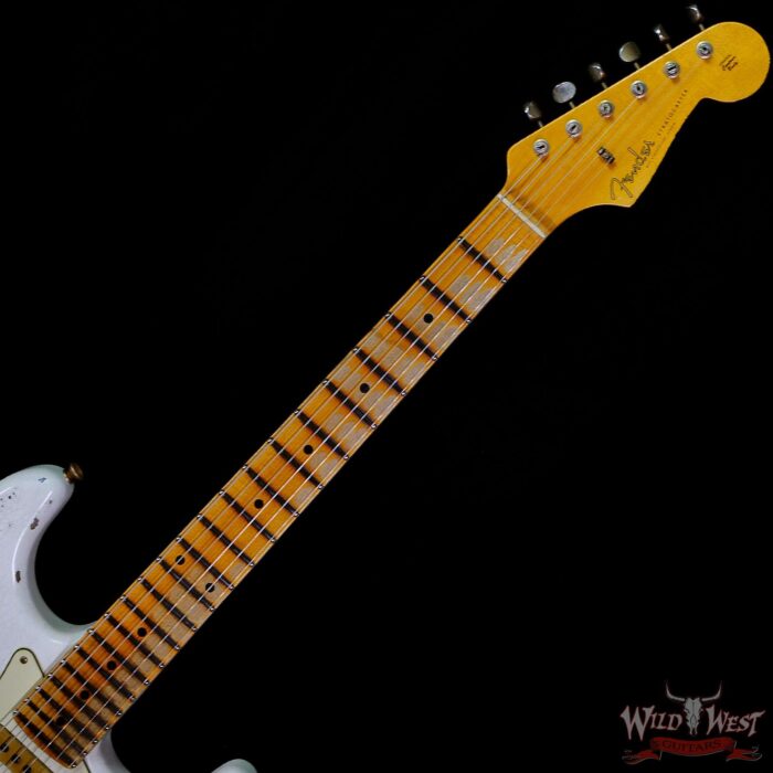 Fender Custom Shop Wild West White Lightning 2.0 Stratocaster HSS Maple Board 22 Frets Heavy Relic Lake Placid Blue - Image 4