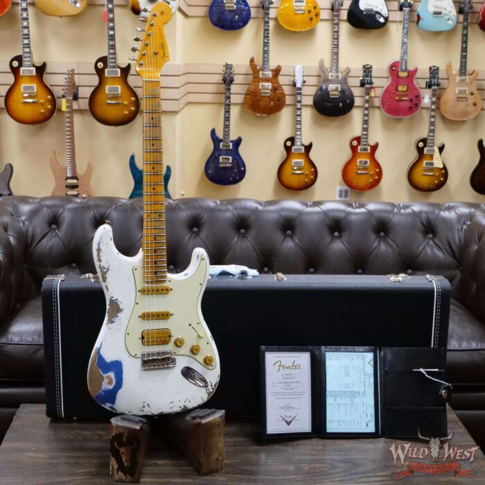 Fender Custom Shop Wild West White Lightning 2.0 Stratocaster HSS Maple Board 22 Frets Heavy Relic Lake Placid Blue - Image 6