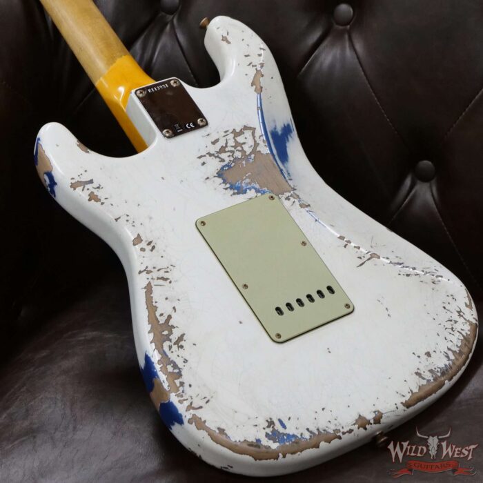Fender Custom Shop Wild West White Lightning 2.0 Stratocaster HSS Maple Board 22 Frets Heavy Relic Lake Placid Blue - Image 11